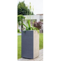 Pot de fleurs Carré Haut 40 cm - EDA - Graphit - 31 L - 39,5 x 39,5 x H. 80 c...