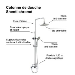 Edouard Rousseau - Colonne de douche avec robinetterie SHENTI - Chromé