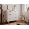 Commode Göteborg - 3 tiroirs - Décor blanc et chene - Style scandinave - L 79...