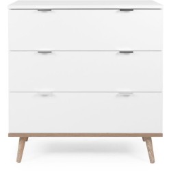 Commode Göteborg - 3 tiroirs - Décor blanc et chene - Style scandinave - L 79...