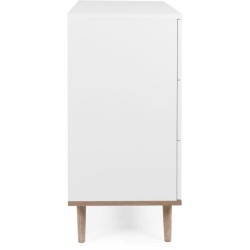 Commode Göteborg - 3 tiroirs - Décor blanc et chene - Style scandinave - L 79...