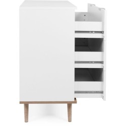 Commode Göteborg - 3 tiroirs - Décor blanc et chene - Style scandinave - L 79...