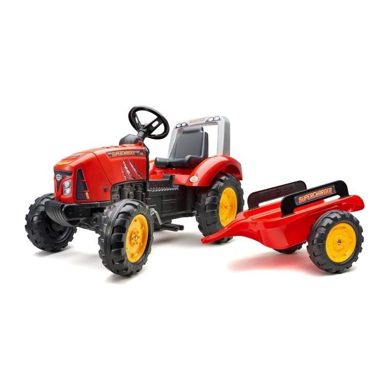 Tracteur a pédales Supercharger - FALK - Volant directionnel et remorque - Fa...