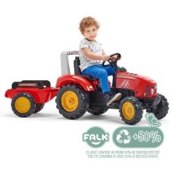 Tracteur a pédales Supercharger - FALK - Volant directionnel et remorque - Fa...