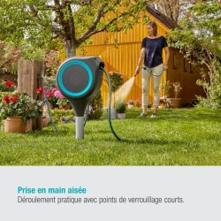 Dévidoir automatique sur pic RollUp S 15 m - GARDENA - Liseret bleu - Enroule...