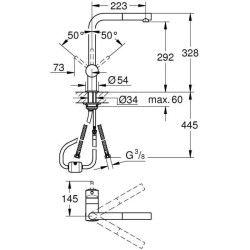 GROHE Mitigeur évier Minta 32168000 - Douchette extractible - Bec L - Bec tub...