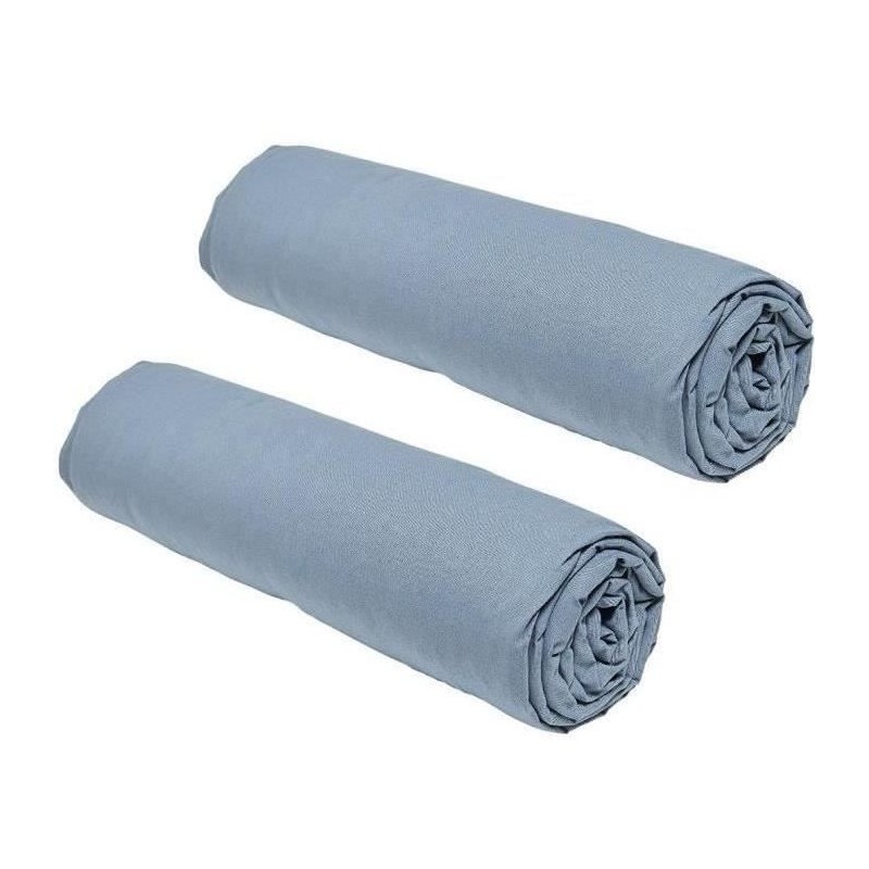 Lot de 2 draps housses TODAY Essential - 90 x 190 cm - 1 personne - 100% Coto...