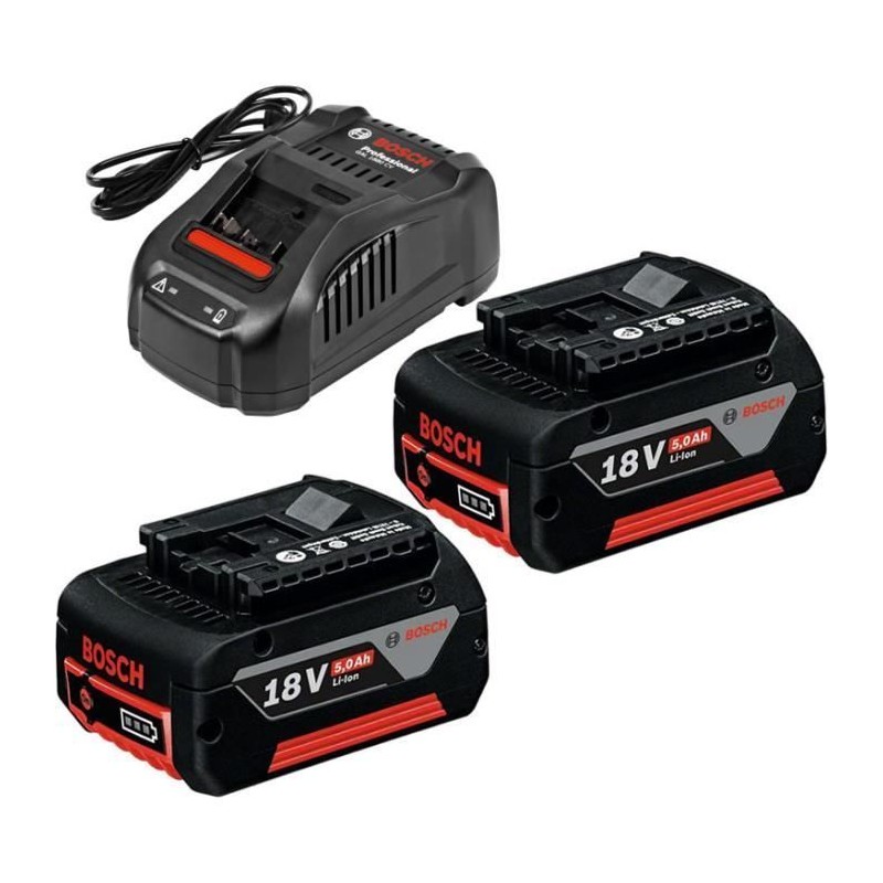 Set 2 batterieS Bosch Professional GBA 18V 5,0Ah + Chargeur GAL 1880 CV  - 16...