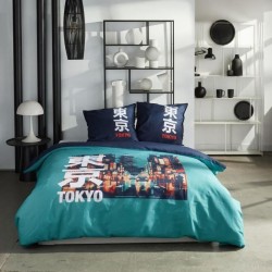 Parure de lit - TODAY - JAVA - 2 personnes - 240x220 cm - Coton - Imprimé Tok...