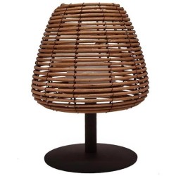 Lampe de table sans fil - LUMISKY - BOHEME - H25 cm - Rotin naturel - LED bla...
