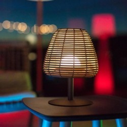 Lampe de table sans fil - LUMISKY - BOHEME - H25 cm - Rotin naturel - LED bla...