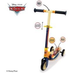 Smoby - Cars - Patinette pliable - 3 roues silencieuses - Plateau bois - Jaun...