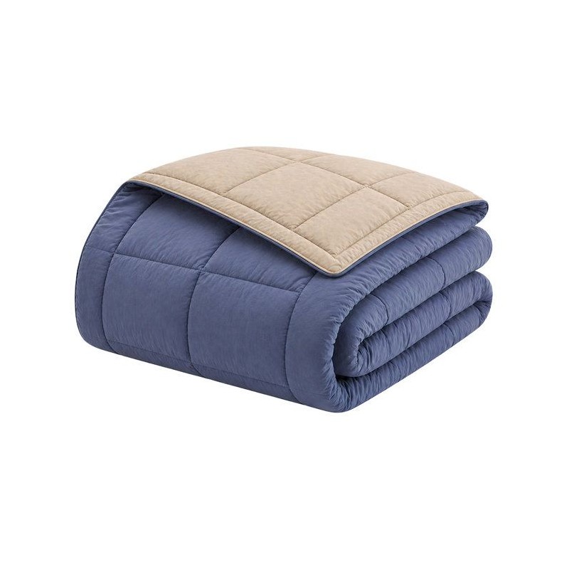 CALGARY - Couette Chaude Microfibre 400gr/m² - Pétrole et Mastic - 220 x 240 cm