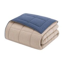 CALGARY - Couette Chaude Microfibre 400gr/m² - Pétrole et Mastic - 220 x 240 cm