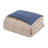 CALGARY - Couette Chaude Microfibre 400gr/m² - Pétrole et Mastic - 220 x 240 cm