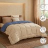 CALGARY - Couette Chaude Microfibre 400gr/m² - Pétrole et Mastic - 220 x 240 cm