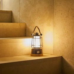 Lanterne sans fil - LUMISKY - WILDY - H23 cm - Anse en corde - LED blanc chau...
