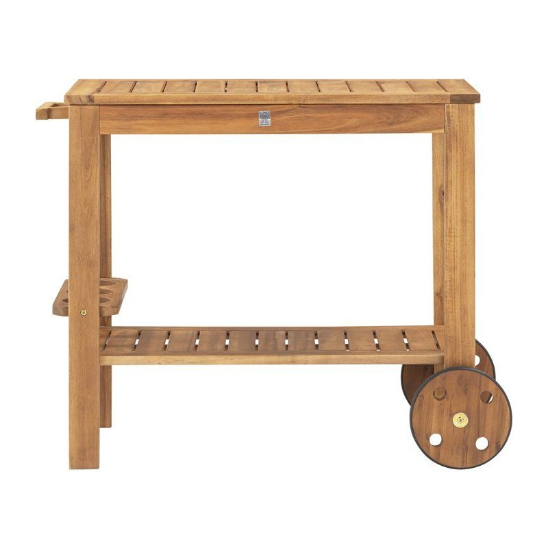 Desserte de jardin a roulettes en bois d'acacia FSC - SOLIS - Avec porte-bout...