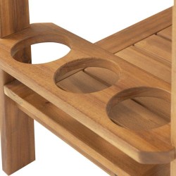 Desserte de jardin a roulettes en bois d'acacia FSC - SOLIS - Avec porte-bout...
