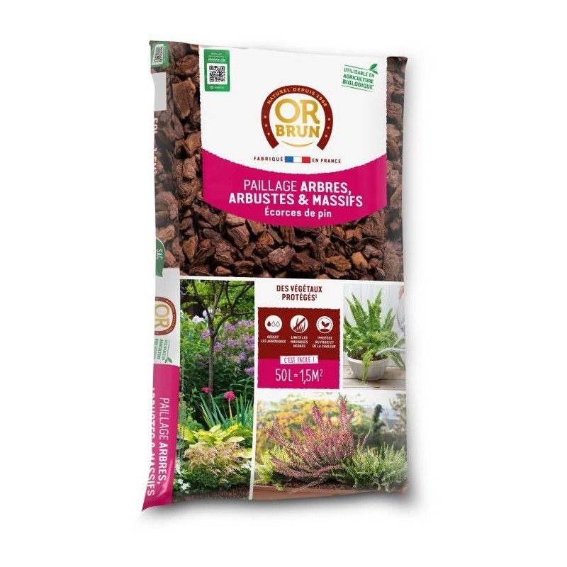 Ecorces De Pin - OR BRUN - Protege Le Sol - Limite Les Mauvaises Herbes - Con...