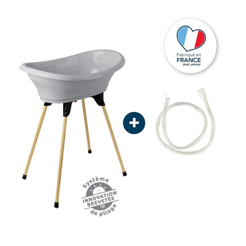 THERMOBABY Kit baignoire VASCO Gris charme : baignoire + pieds + tuyau de vid...