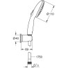 Ensemble de douche avec pommeau 2 jets, support et flexible - GROHE Vitalio S...