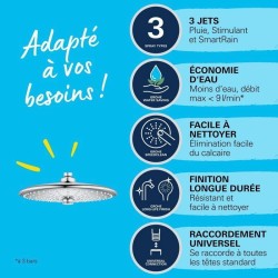GROHE - Douche de tete Vitalio Joy 260 - 3 jets - chromé - raccords filetés 1...