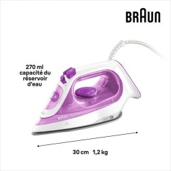 Fer Vapeur BRAUN SI3030PU - TexStyle - Systeme anti-tartre - débit