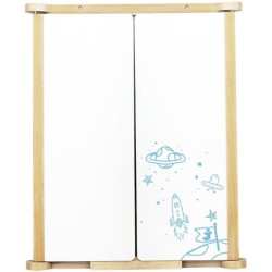 Tableau Triptyque Mural en Bois Naturel - JEUJURA - Ardoise Centrale et Volet...