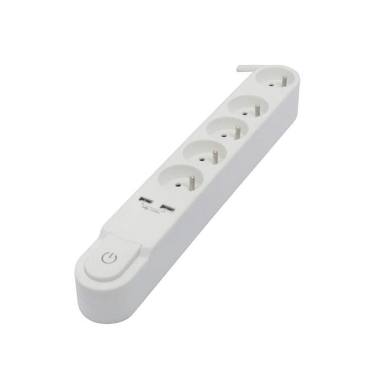 CHACON Bloc multiprise 5 prises 16 A avec interrupteur, 2 ports USB et câble ...