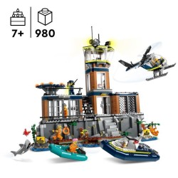 LEGO 60419 City La Prison de la Police en Haute Mer, Jouet avec Hélicoptere e...