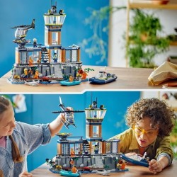LEGO 60419 City La Prison de la Police en Haute Mer, Jouet avec Hélicoptere e...
