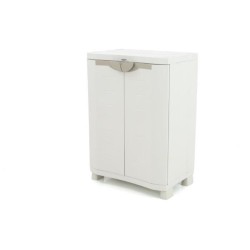 Armoire basse de rangement en résine PLASTIKEN - 2 portes et 2 étageres - Bei...
