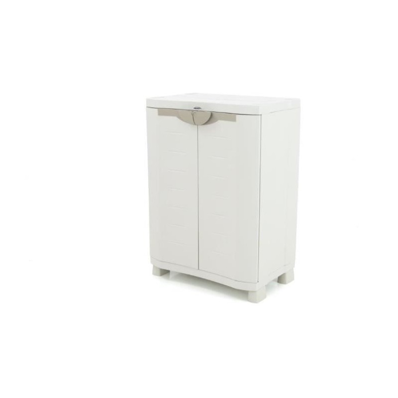 Armoire basse de rangement en résine PLASTIKEN - 2 portes et 2 étageres - Bei...