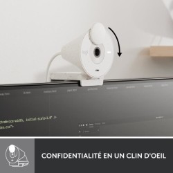 Webcam - Full HD 1080p - Logitech - Brio 300 - Microphone intégré - Blanc