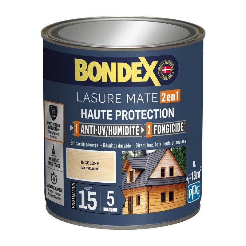 BONDEX Lasure 2 en 1 Satin Haute Protection 5 ans - Incolore