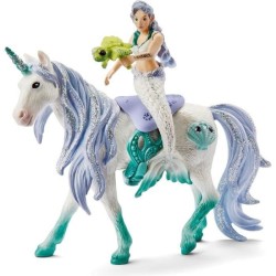 Sirene sur Licorne de mer, figurine fantastique, pour enfants des 5