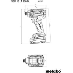 Visseuse a choc sans fil - METABO - SSD 18 LT 200 BL - 18 V - 200 Nm - Profes...