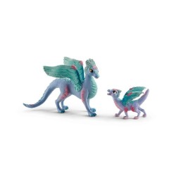 Figurines Dragon Fleuri avec son petit, Coffret Schleich 70592