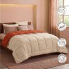 CALGARY - Couette Chaude Microfibre 400gr/m² - Gris Galet & Marron Gingembre ...
