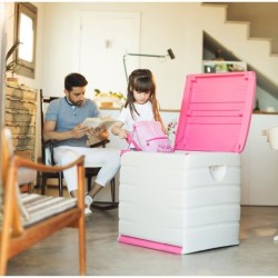 PLASTIKEN Coffre de rangement Space Saver avec roulettes et cadenas - Contena...