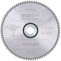 Lame de scie circulaire Pro - METABO - Multi Cut" HW/CT 254x30,80FZ/TZ 5°