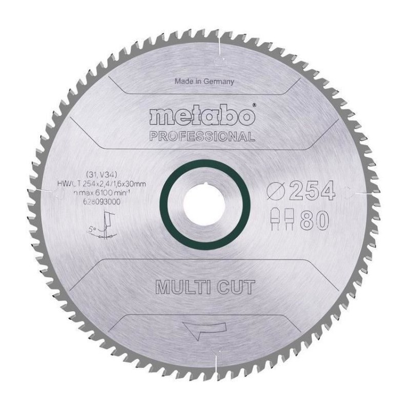 Lame de scie circulaire Pro - METABO - Multi Cut" HW/CT 254x30,80FZ/TZ 5°