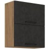 Meuble haut ROCK - Mélaminé décor chene lancelot et gris matera - 1 porte - L...