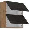 Meuble haut ROCK - Mélaminé décor chene lancelot et gris matera - 1 porte - L...
