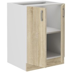 SARA Meuble bas - 2 portes - Décor chêne sonoma - L60xP48xH82 cm - Plan de tr...