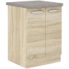 Meuble bas 2 portes battantes - Décor chêne sonoma - L 60 x P 51,6 x H 85 cm ...