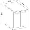 Meuble bas 2 portes battantes - Décor chêne sonoma - L 60 x P 51,6 x H 85 cm ...
