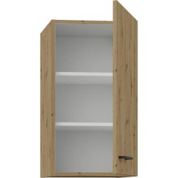 MODENA - Meuble haut - 1 porte - 40 x 31 x 72 cm - Chene artisan / Noir mat