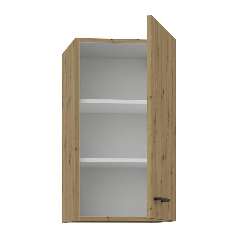MODENA - Meuble haut - 1 porte - 40 x 31 x 72 cm - Chene artisan / Noir mat